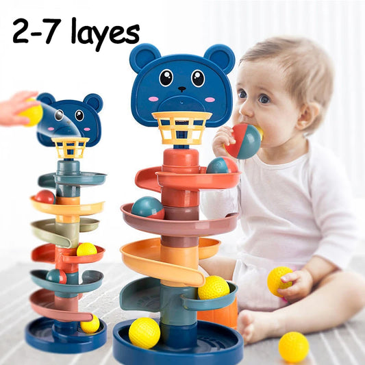 Rotating 2-7 Layer Rolling Ball Tower – Early Educational Stacking Toy